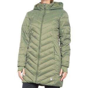 Spyder- NWT Olive Green Boundless along Puffer Hooded Jacket
